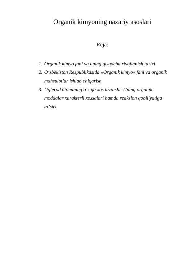 Organik kimyoning nazariy asoslari