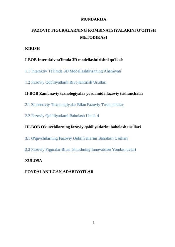 FAZOVIY FIGURALARNING KOMBINATSIYALARINI O'QITISH METODIKASI