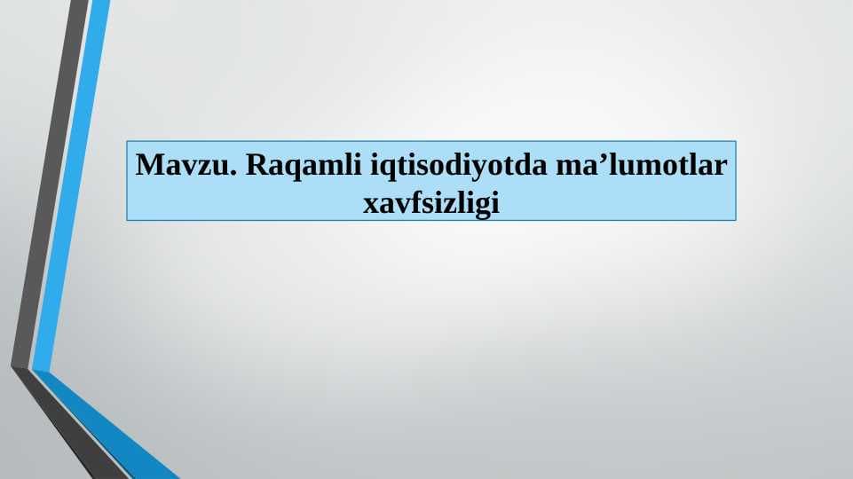 Raqamli iqtisodiyotda ma’lumotlar xavfsizligi