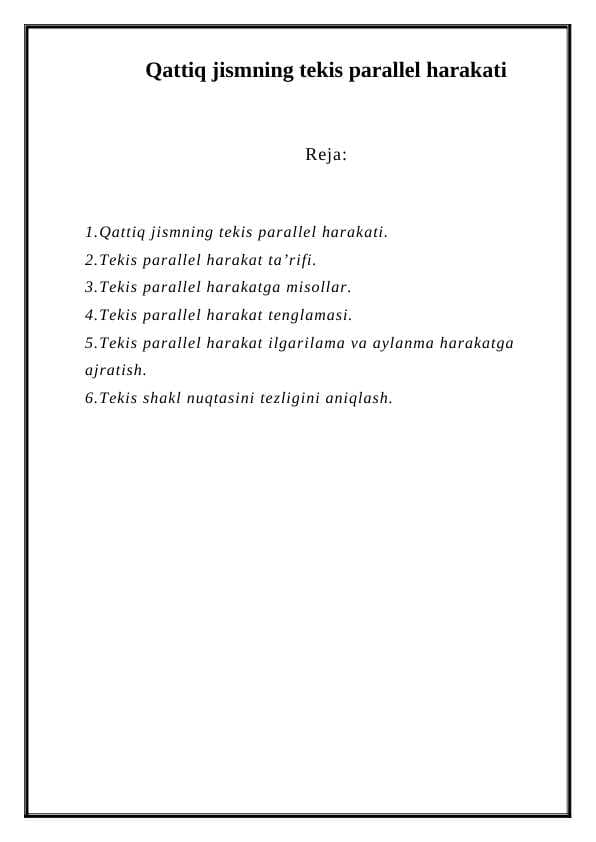 Qattiq jismning tekis parallel harakati