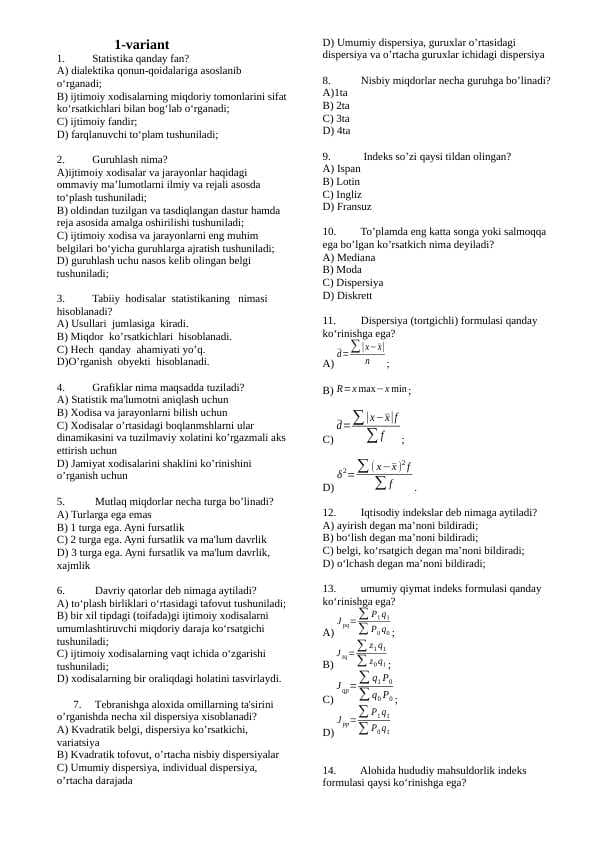 Statistika test YN