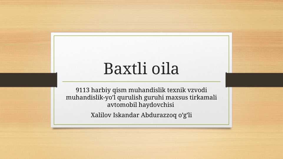 Baxtli oila