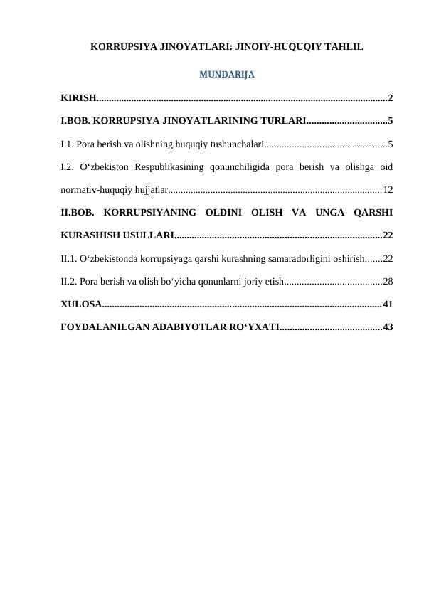 KORRUPSIYA JINOYATLARI JINOIY-HUQUQIY TAHLIL