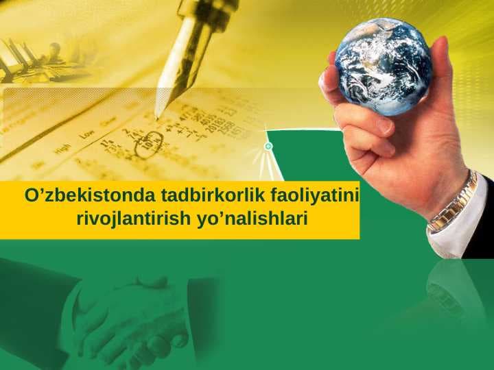 O’zbekistonda tadbirkorlik faoliyatini rivojlantirish yo’nalishlari