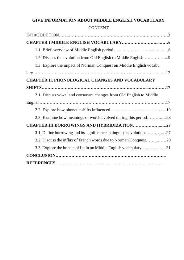 GIVE INFORMATION ABOUT MIDDLE ENGLISH VOCABULARY