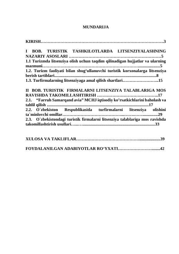 Turistik korxonalarni litsenziyalash
