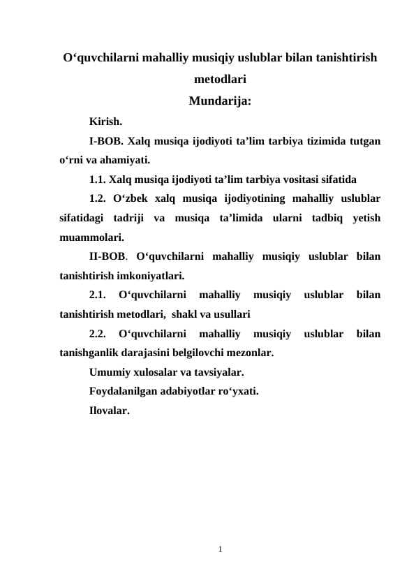 О‘quvchilаrni mаhаlliу musiqiу uslublаr bilаn tаnishtirish mеtоdlаri