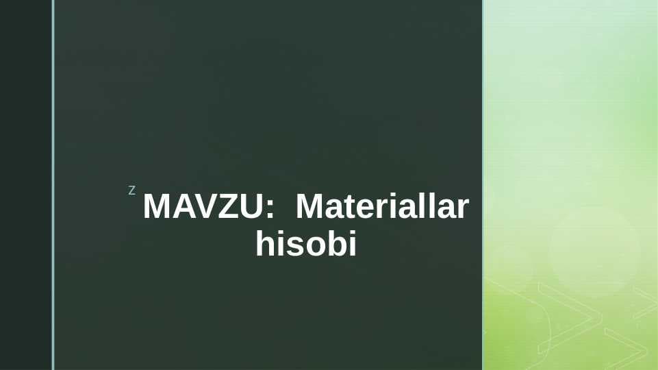Materiallar hisobi