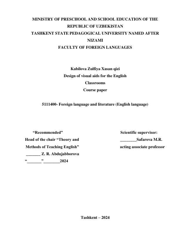 Design of visual aids for the English   Classrooms