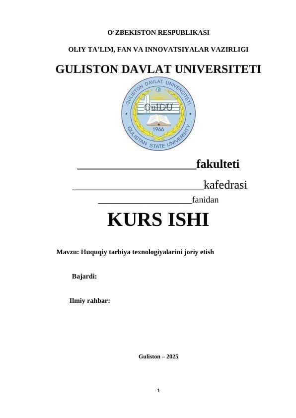 Huquqiy tarbiya texnologiyalarini joriy etish