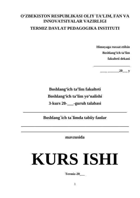 TABIIY FANLARNI O’QITISHNING KO’RGAZMALI USULI