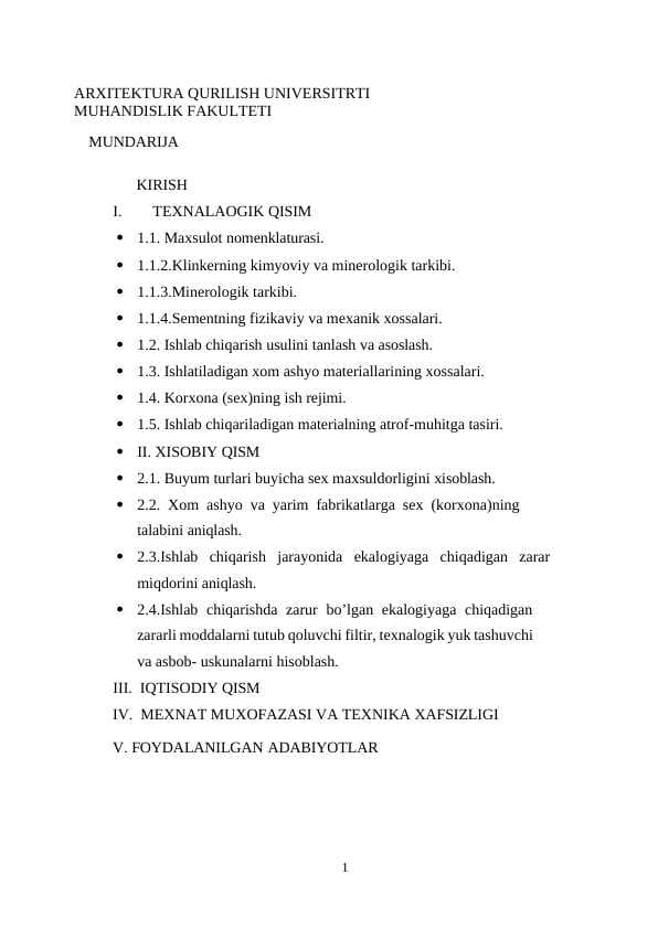 ARXITEKTURA QURILISH UNIVERSITRTI MUHANDISLIK FAKULTETI