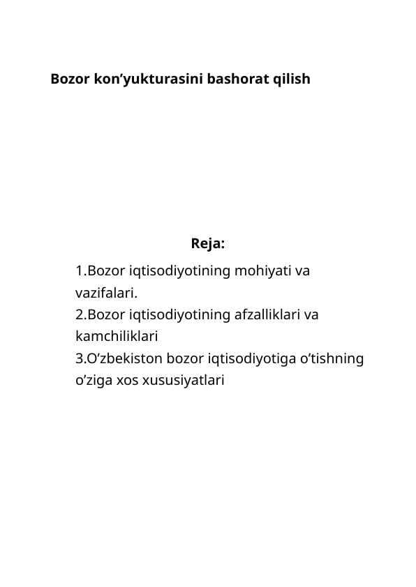 bozor konyukturasini bashorat qilish