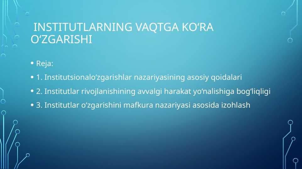 INSTITUTLARNING VAQTGA KO‘RA O‘ZGARIShI