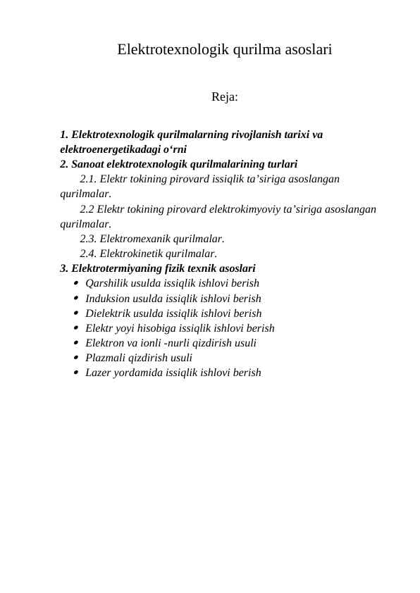 Elektrotexnologik qurilma asoslari