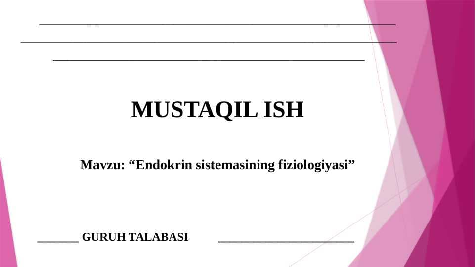 Endokrin sistemasining fiziologiyasi