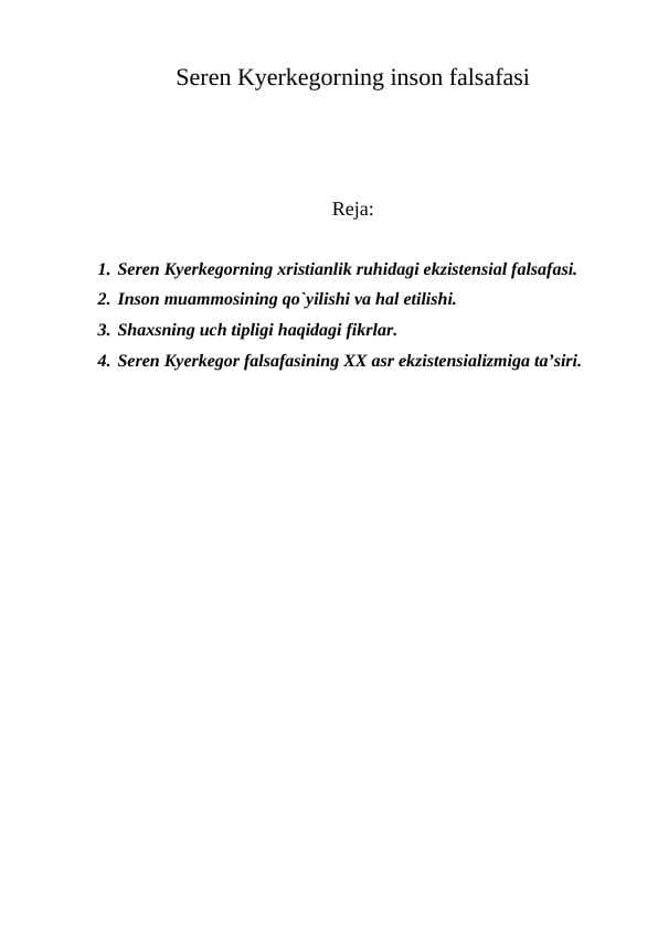 Seren Kyerkegorning inson falsafasi