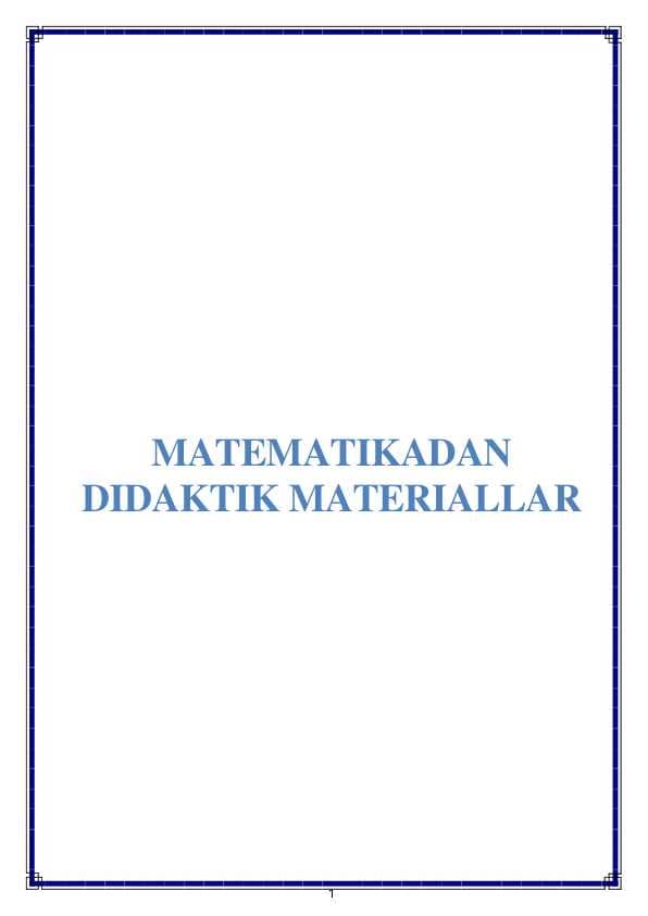 MATEMATIKADAN DIDAKTIK MATERIALLAR