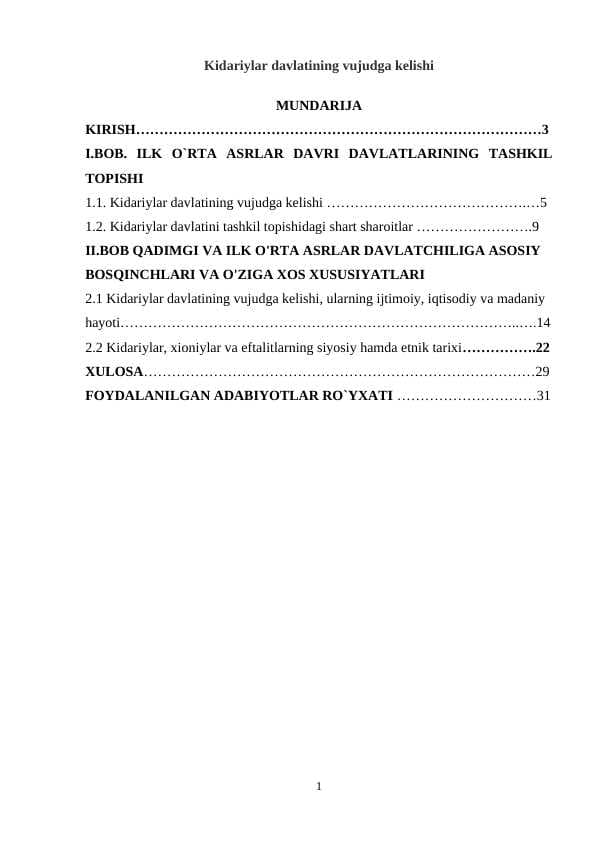 Kidariylar davlatining vujudga kelishi