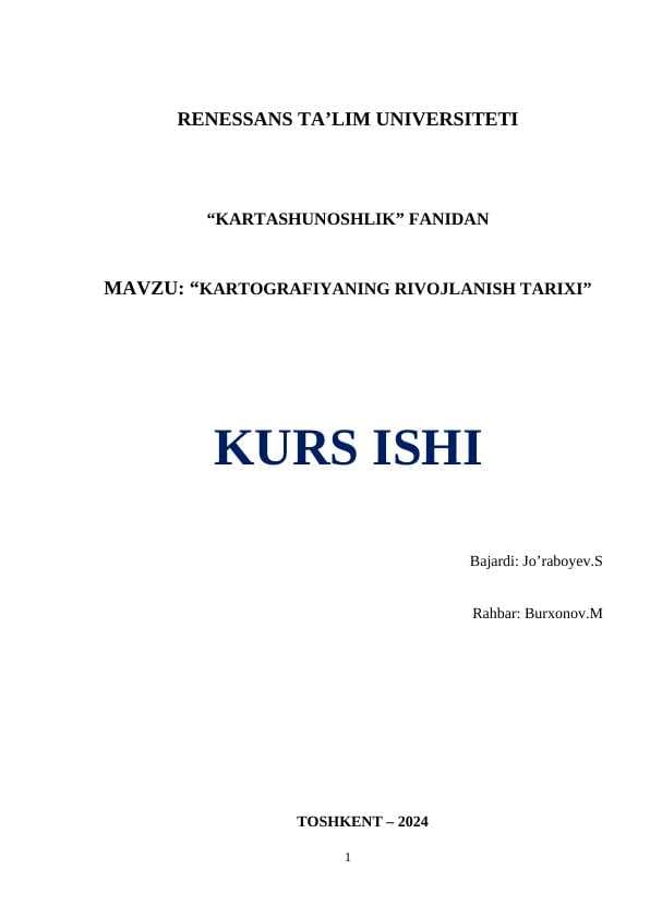 KARTOGRAFIYANING RIVOJLANISH TARIXI