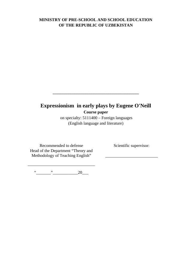 Expressionism  in early plays by Eugene O'Neill