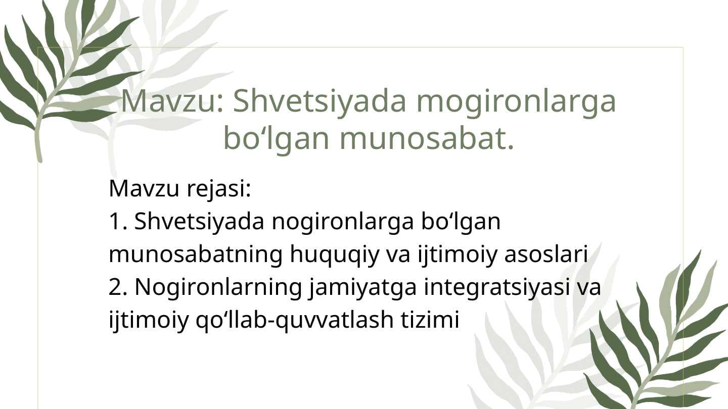 Mavzu: Shvetsiyada mogironlarga boʻlgan munosabat.