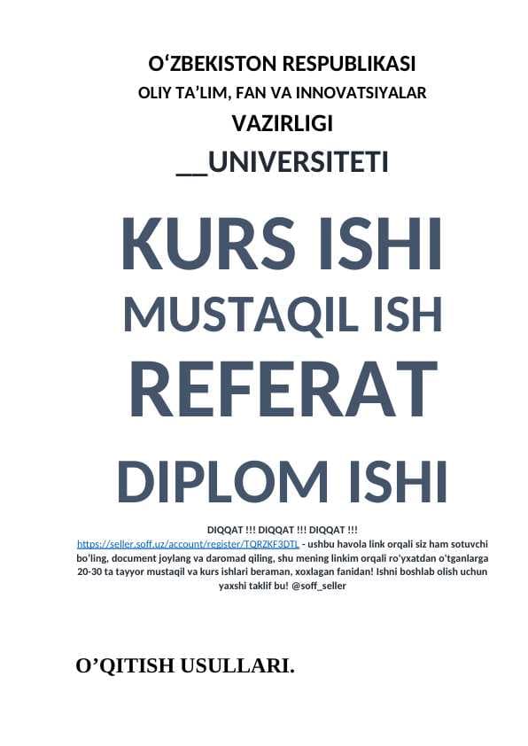 O’QITISH USULLARI