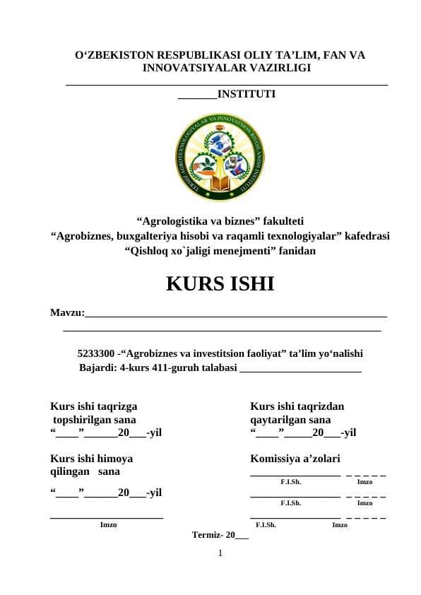 QISHLOQ XO`JALIKLARI BOSHQARUVIDA AXBOROT VA KOMMUNIKATSIYADAN FOYDALANISH