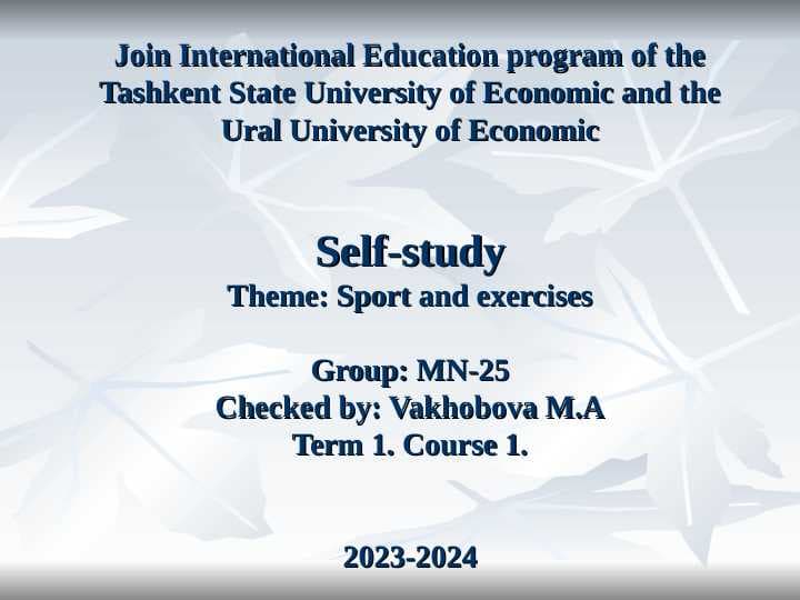 Sport and exercises
