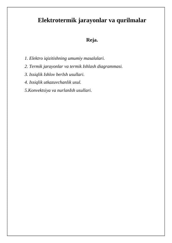 Elektrotermik jarayonlar va qurilmalar