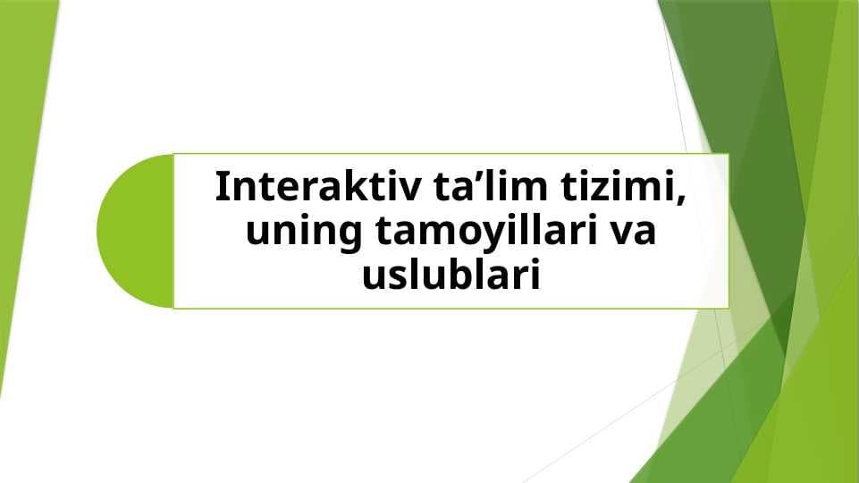Interaktiv ta’lim tizimi, uning tamoyillari va uslublari