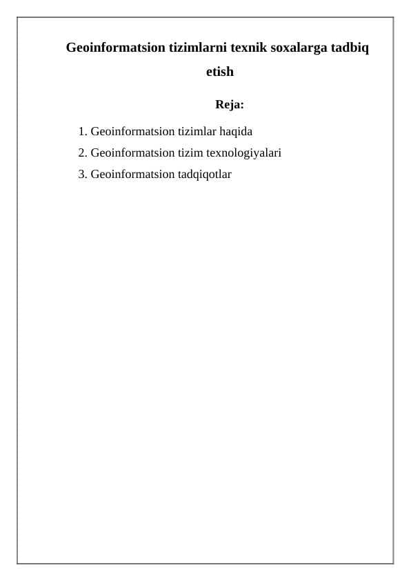 Geoinformatsion tizimlar