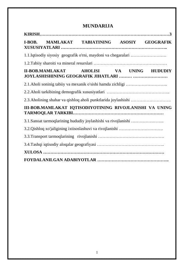 “EKVADOR DAVLATINING IQTISODIY GEOGRAFIK TAVSIFI”