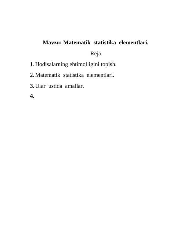 Matematik  statistika  elementlari.