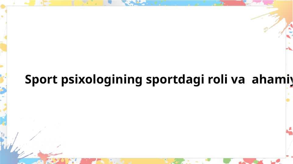 sport psixologining sportdagi roli
