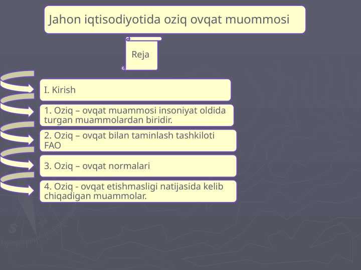Jahon iqtisodiyotida oziq ovqat muommosi