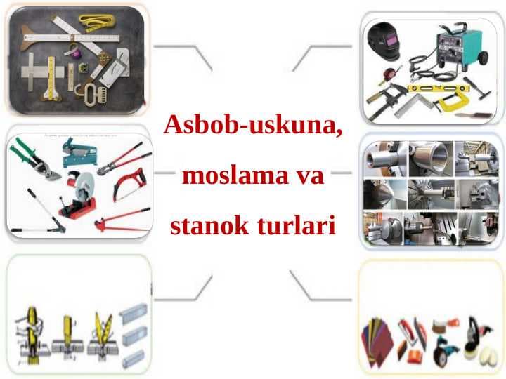 Asbob-uskuna, moslama va stanok turlari 5-sinf texnologiya