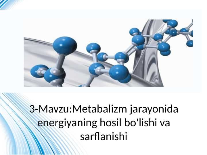 Metabalizm jarayonida energiyaning hosil bo'lishi va sarflanishi