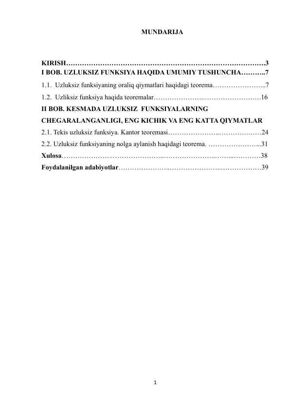 KESMADA UZLUKSIZ FUNKSIYALAR TO‘PLAMINI CHIZIQLI FAZO SIFATIDA O‘RGANISH. KESMADA UZLUKSIZ FUNKSIYALAR TO‘PLAMIDAGI ALGEBRAIK STRUKTURALAR