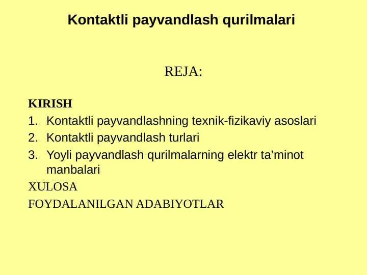 Kontaktli payvandlash qurilmalari
