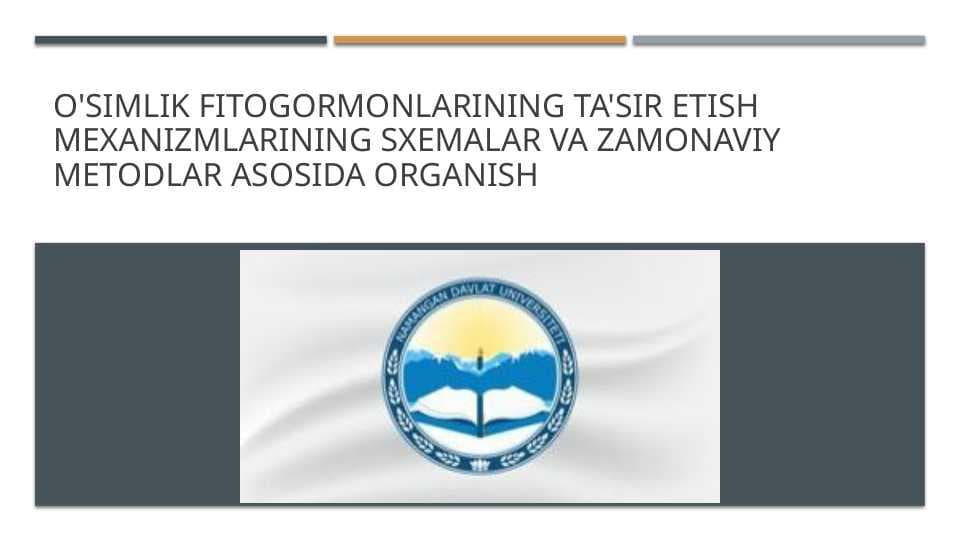 O'simlik fitogormonlarining ta'sir etish mexanizmlarining sxemalar va zamonaviy metodlar asosida organish