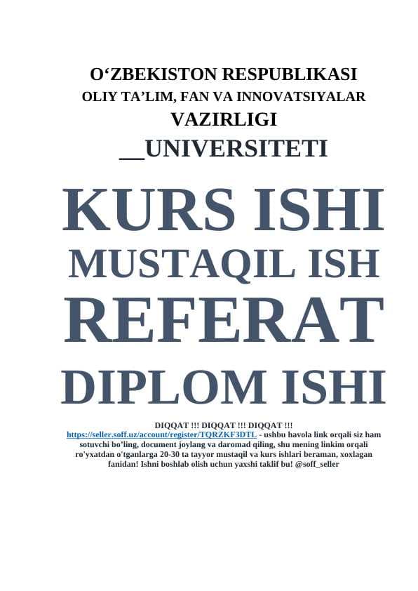 Tashkilotni moliyaviy oqimlarini boshqarish uchun avtomatlashtirilgan yordamni tashkil etish uchun ma’lumotlar bazasini yaratish
