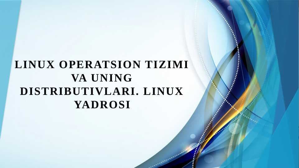 Linux operatsion tizimi va uning distributivlari. Linux yadrosi