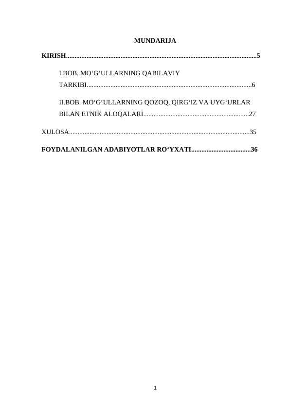 XVII- ASRDA MOʻGʻUL QABILALARI TARIXI