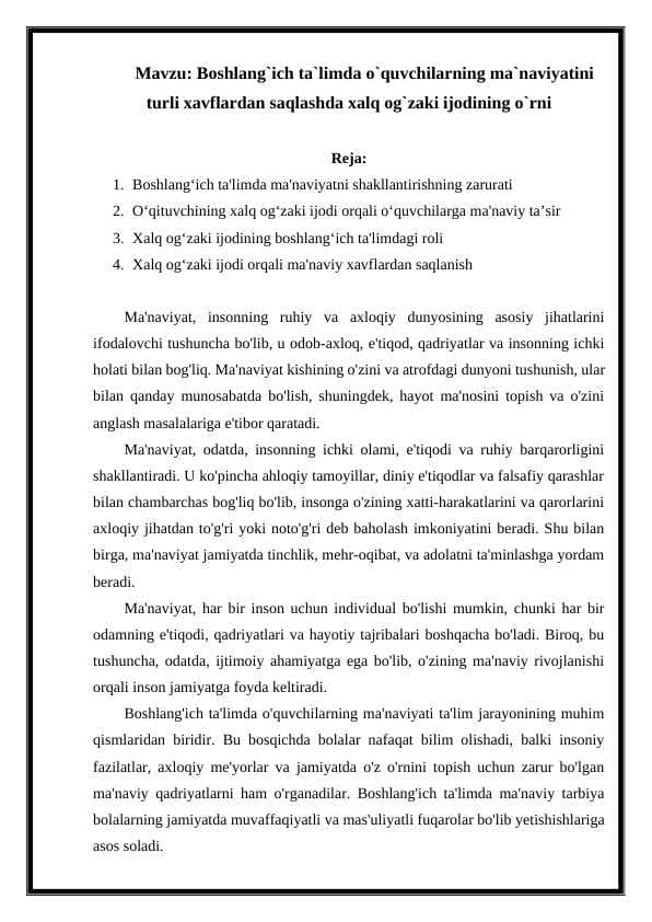 Xalq og`zaki ijodi