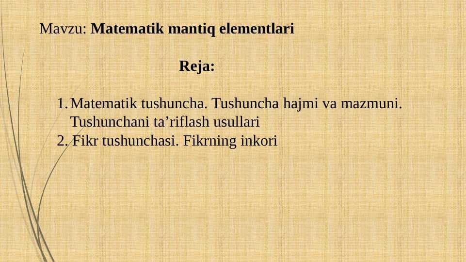 Matematik mantiq elementlari