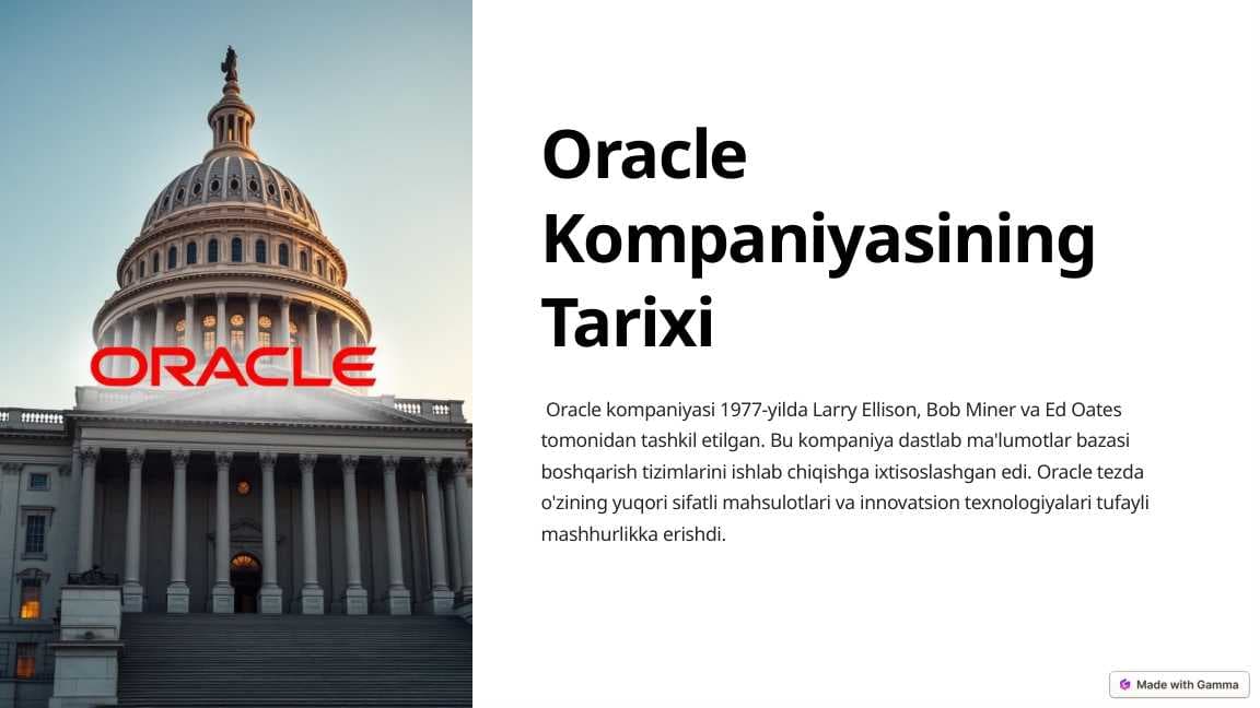 Oracle Kompaniyasining Tarixi