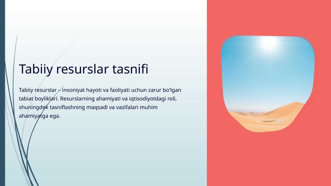 Tabiiy resurslar tasnifi