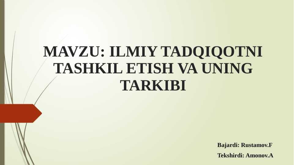 Ilmiy tadqiqotlarni tashkil etish