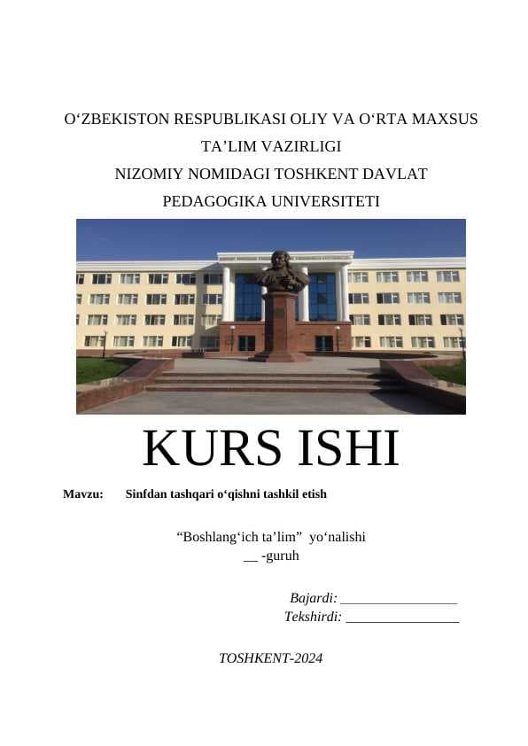 Sinfdan tashqari o‘qishni tashkil etish